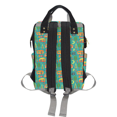 Camping Camper Pattern Print Design 05 Diaper Bag Backpack