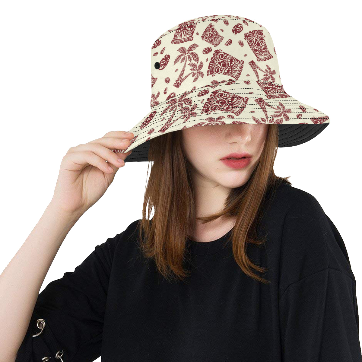 Tiki Tribal Mask Palm Tree Unisex Bucket Hat