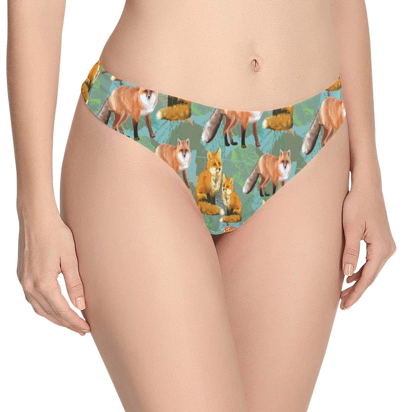 Fox Autumn leaves Themed Women's Thongs