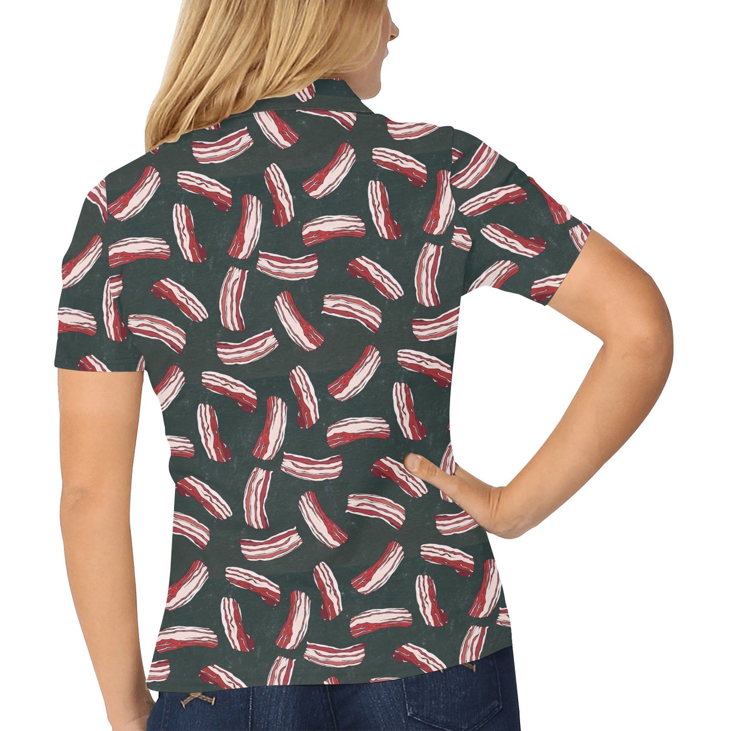 Bacon Pattern Print Design 02 Women's Polo Shirt