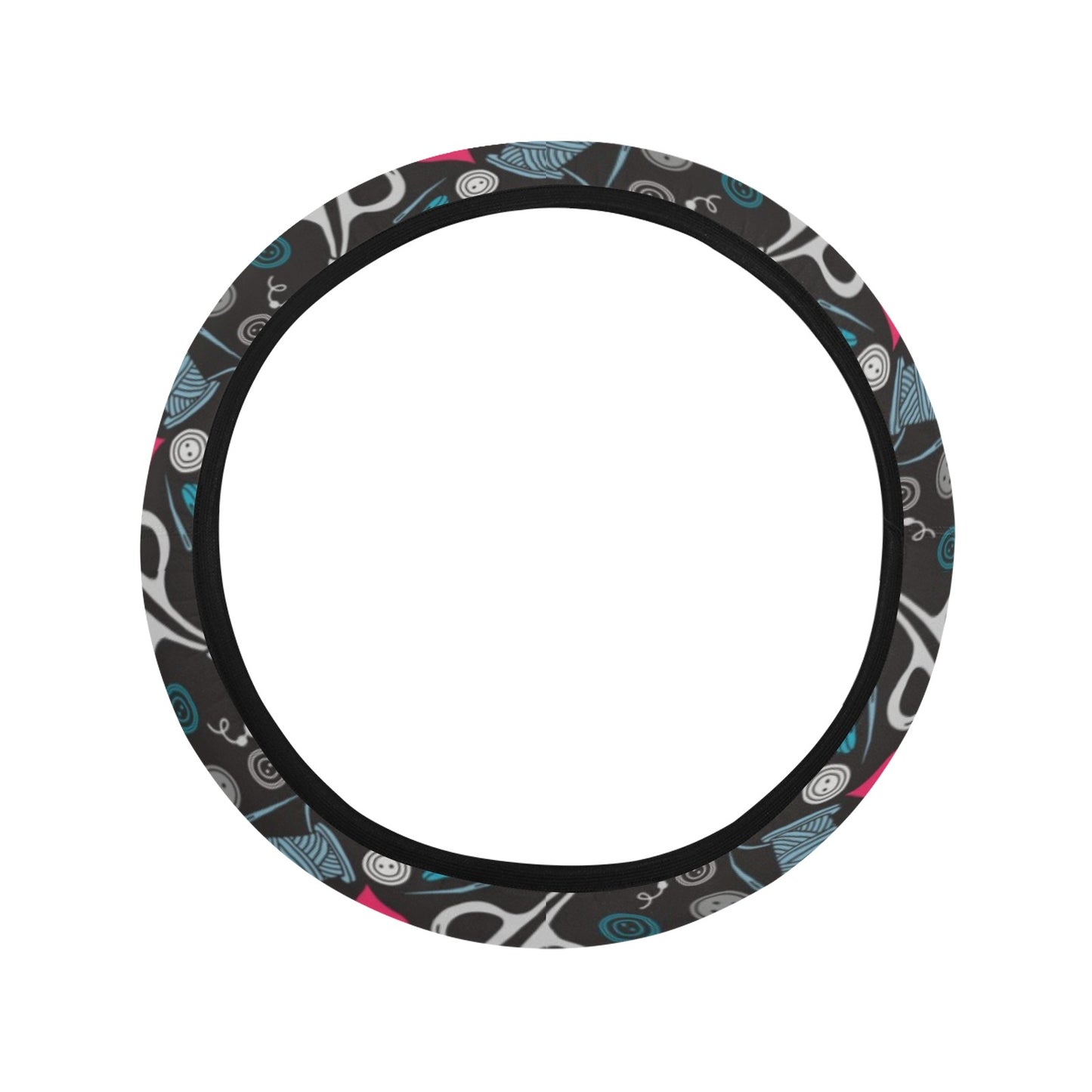 Sewing Equipment Print Design LKS305 Steering Wheel Cover with Elastic Edge