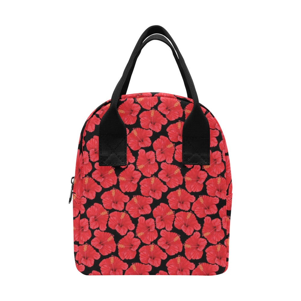 Hibiscus Red Pattern Print Design LKS306 Insulated Lunch Bag