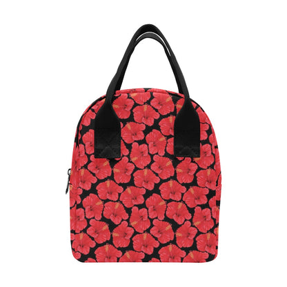 Hibiscus Red Pattern Print Design LKS306 Insulated Lunch Bag