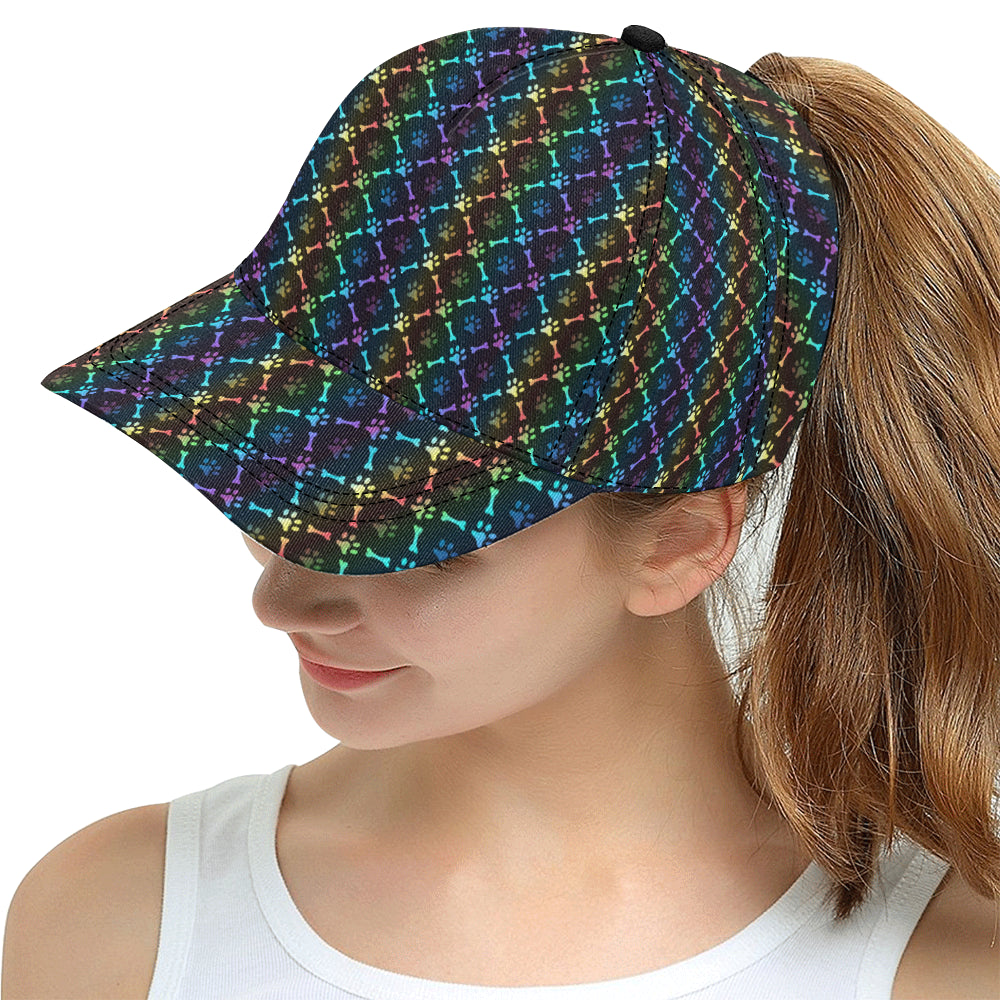 Paw Rainbow Print Snapback Cap