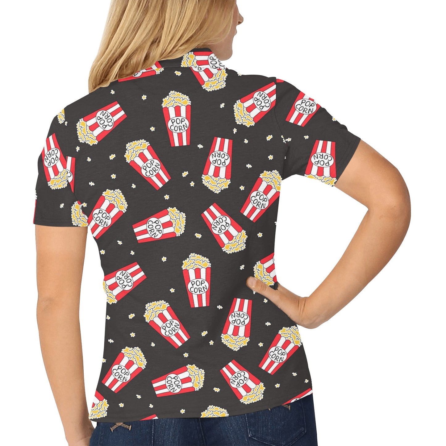 Popcorn Pattern Print Design A01 Women's Polo Shirt
