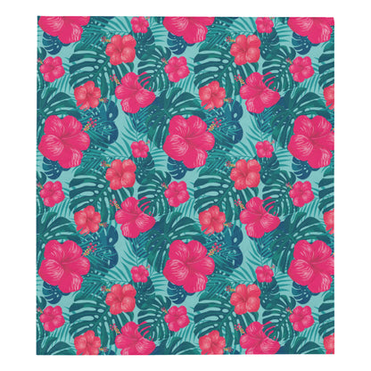 Red Hibiscus Pattern Print Design HB017 Premium Quilt