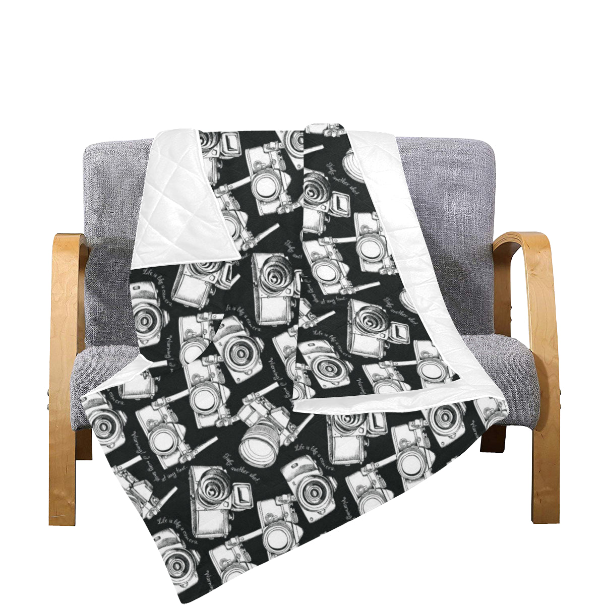 Camera Pattern Print Design 01 Premium Quilt