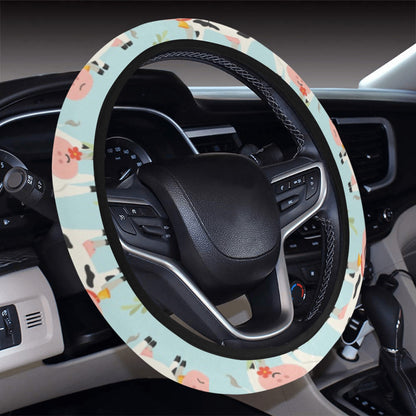 Cattle Print Design LKS403 Steering Wheel Cover with Elastic Edge