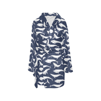 Whale Print Design LKS308 Women's Fleece Robe