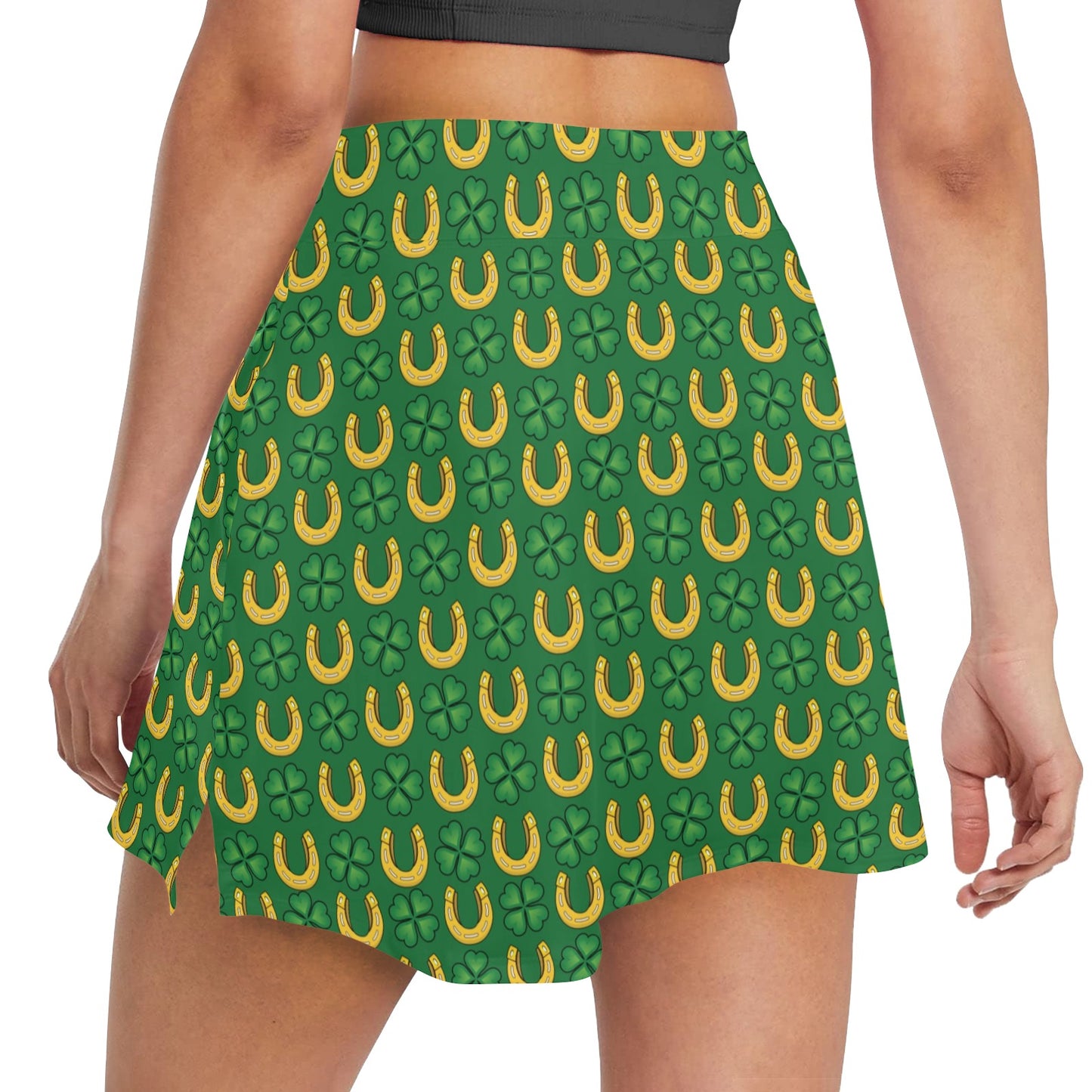Shamrock Horseshoes Print Pattern 17" Golf & Pickleball Skort with Pockets