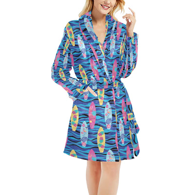 Surfboard Print Design LKS304 Women's Fleece Robe