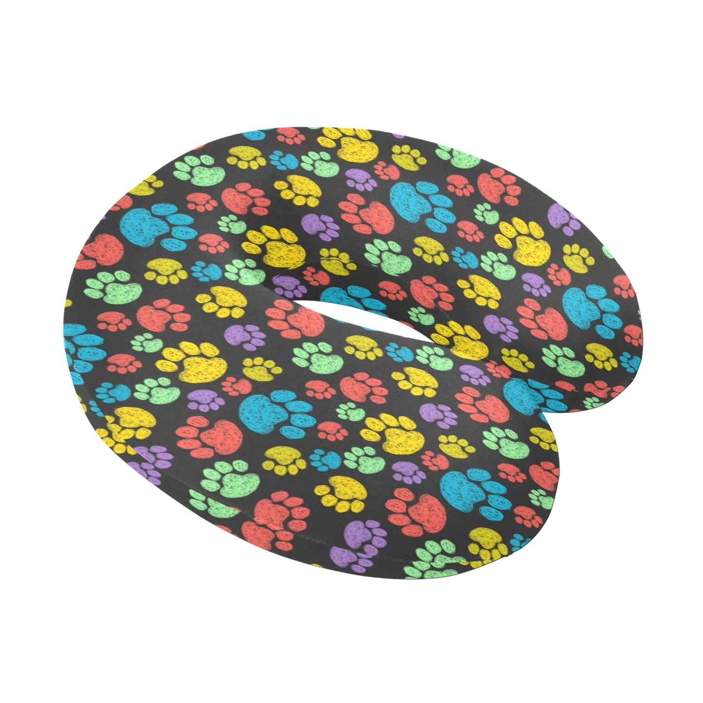 Paw Colorful Print U-Shaped Travel Neck Pillow
