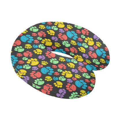 Paw Colorful Print U-Shaped Travel Neck Pillow