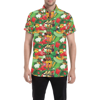 Salad Mix Vegetableprint Design LKS301 Men Short Sleeve Button Up Shirt
