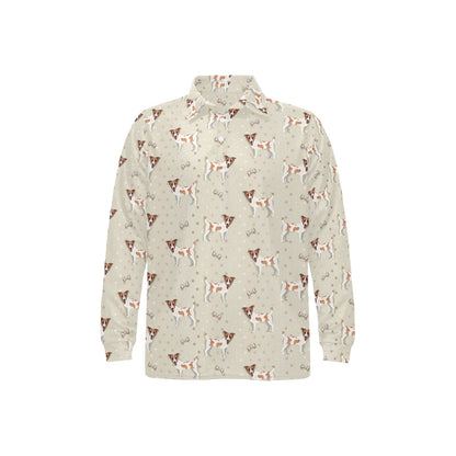 Russell Terriers With Bone Print Design LKS302 Long Sleeve Polo Shirt For Men's