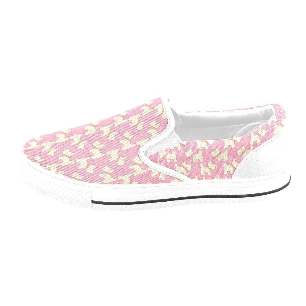 Scottish Terriers Print Design LKS306 White Slip Ons Canvas Women's Shoes