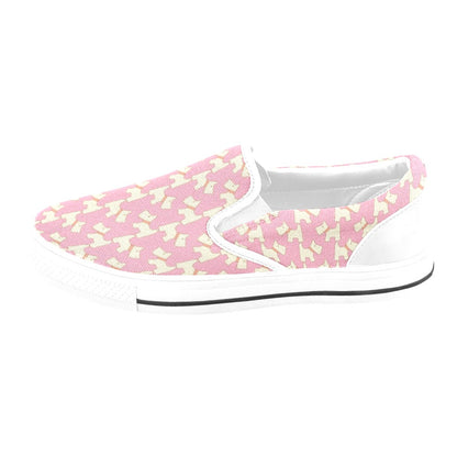 Scottish Terriers Print Design LKS306 White Slip Ons Canvas Women's Shoes