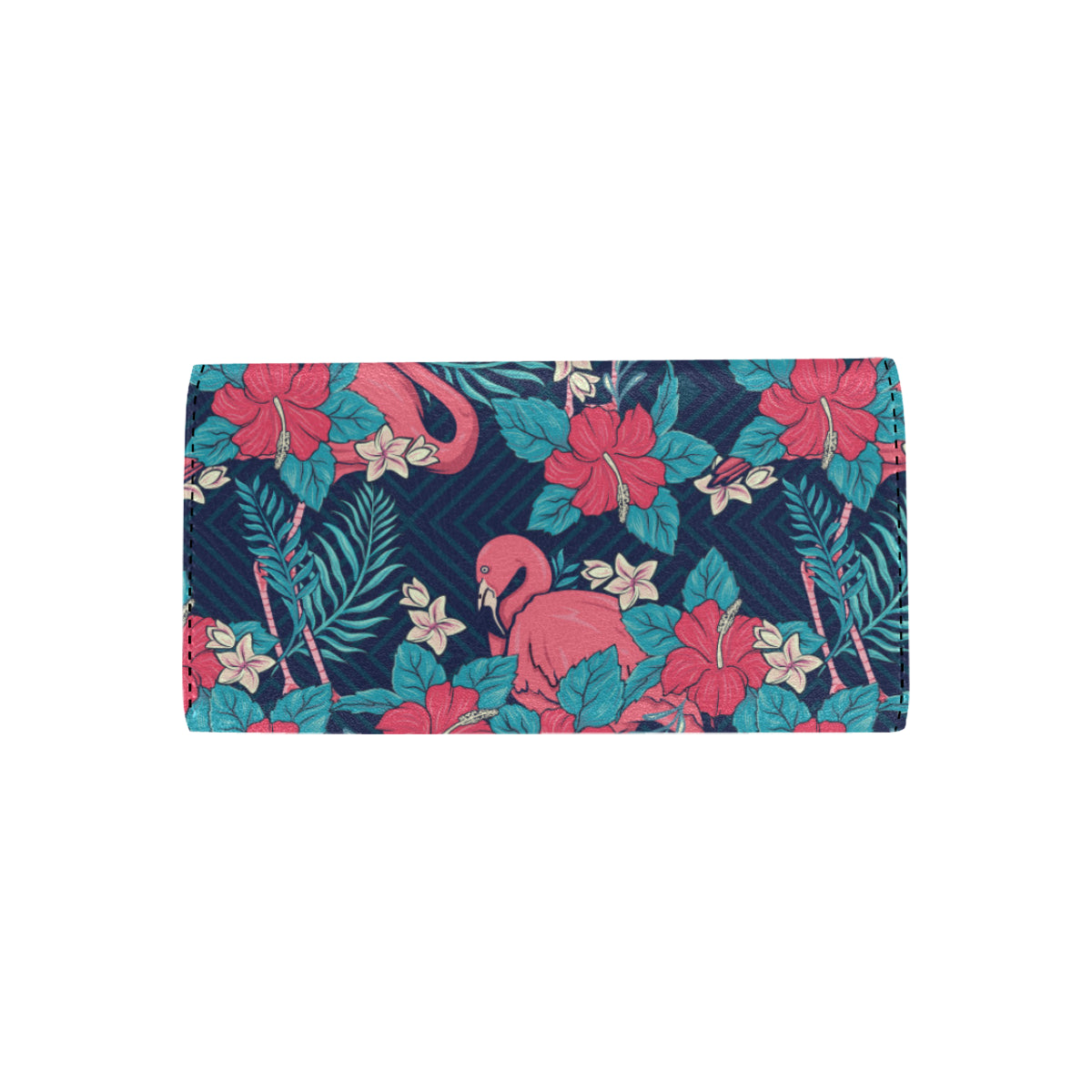 Flamingo Red Hibiscus  Pattern Women's Trifold Wallet