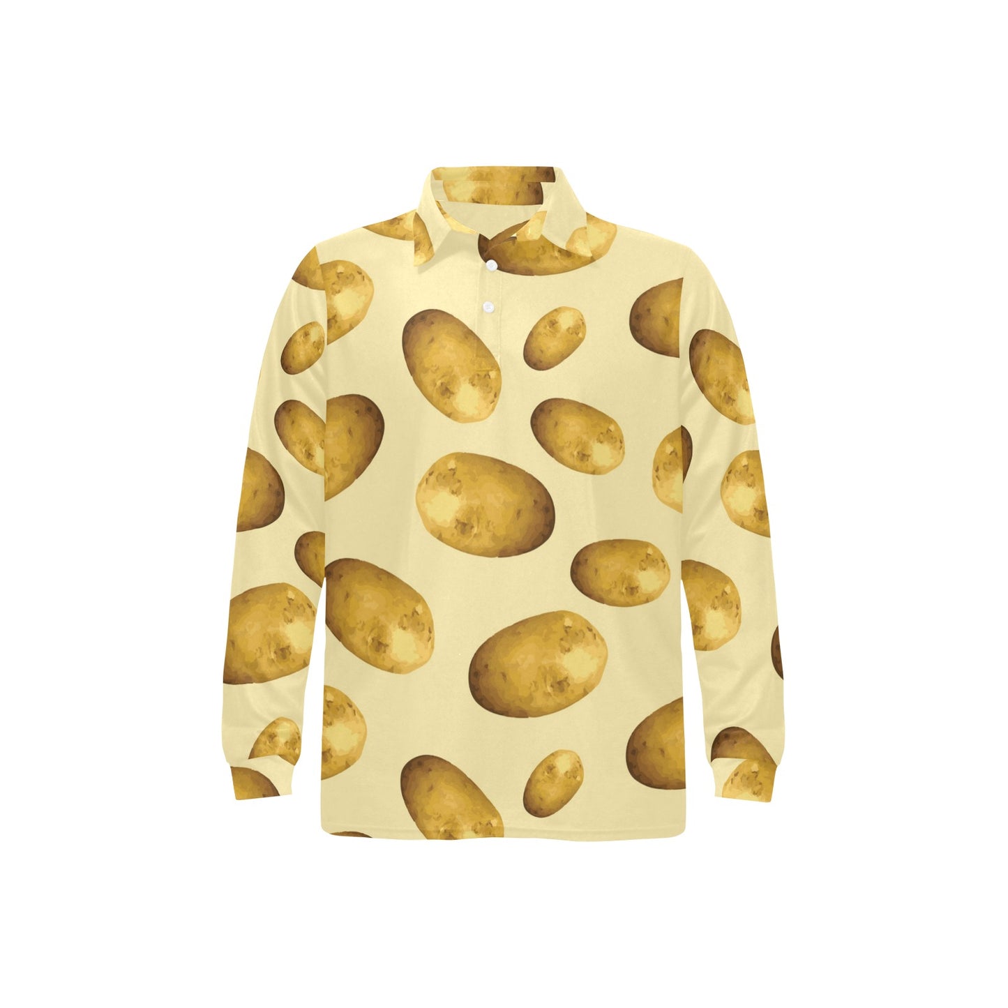 Potato Pattern Print Design A01 Long Sleeve Polo Shirt For Men's