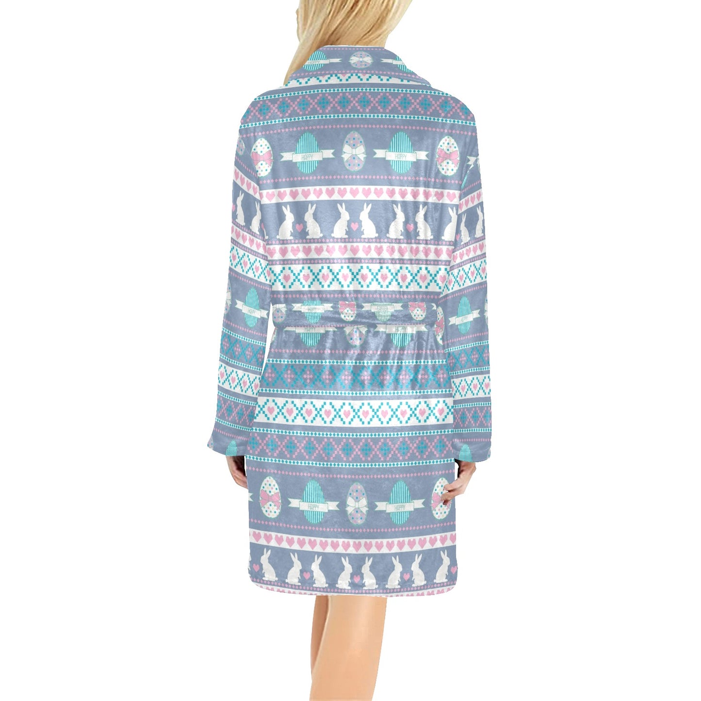 Easter Eggs Pattern Print Design RB013 Women's Fleece Robe
