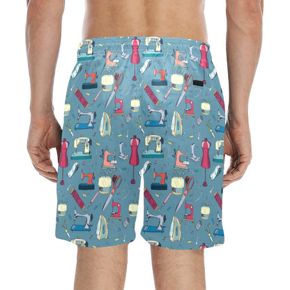 Sewing Equipment Print Design LKS301 Men's Swim Trunks Beach Shorts