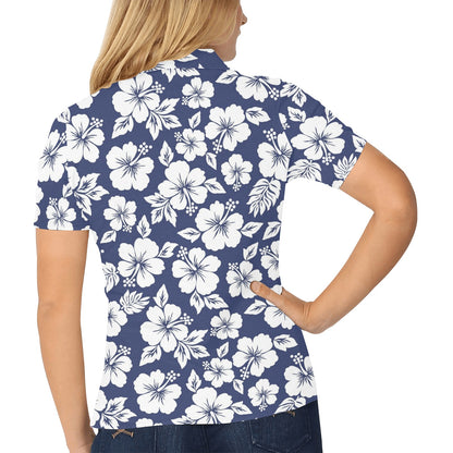 Hibiscus Pattern Print Design HB012 Women's Polo Shirt