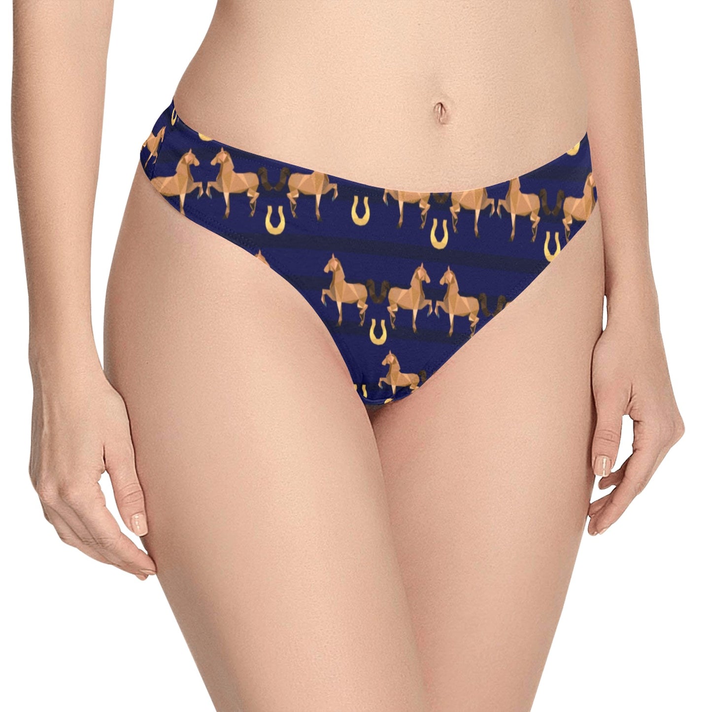 Horse Luxury Themed Pattern Print Women's Thongs