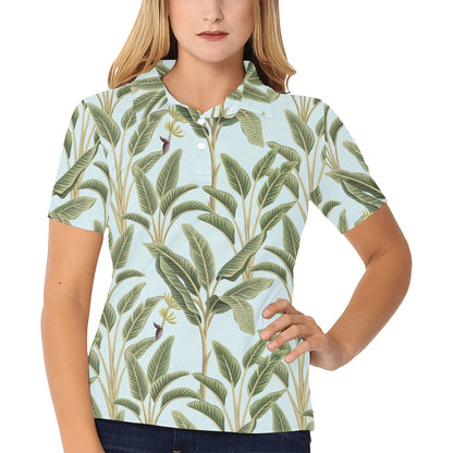 Banana Leaf Pattern Print Design BL03 Women's Polo Shirt