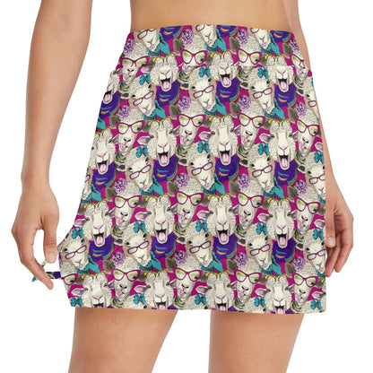 Sheep Print Design LKS403 17" Golf & Pickleball Skort with Pockets