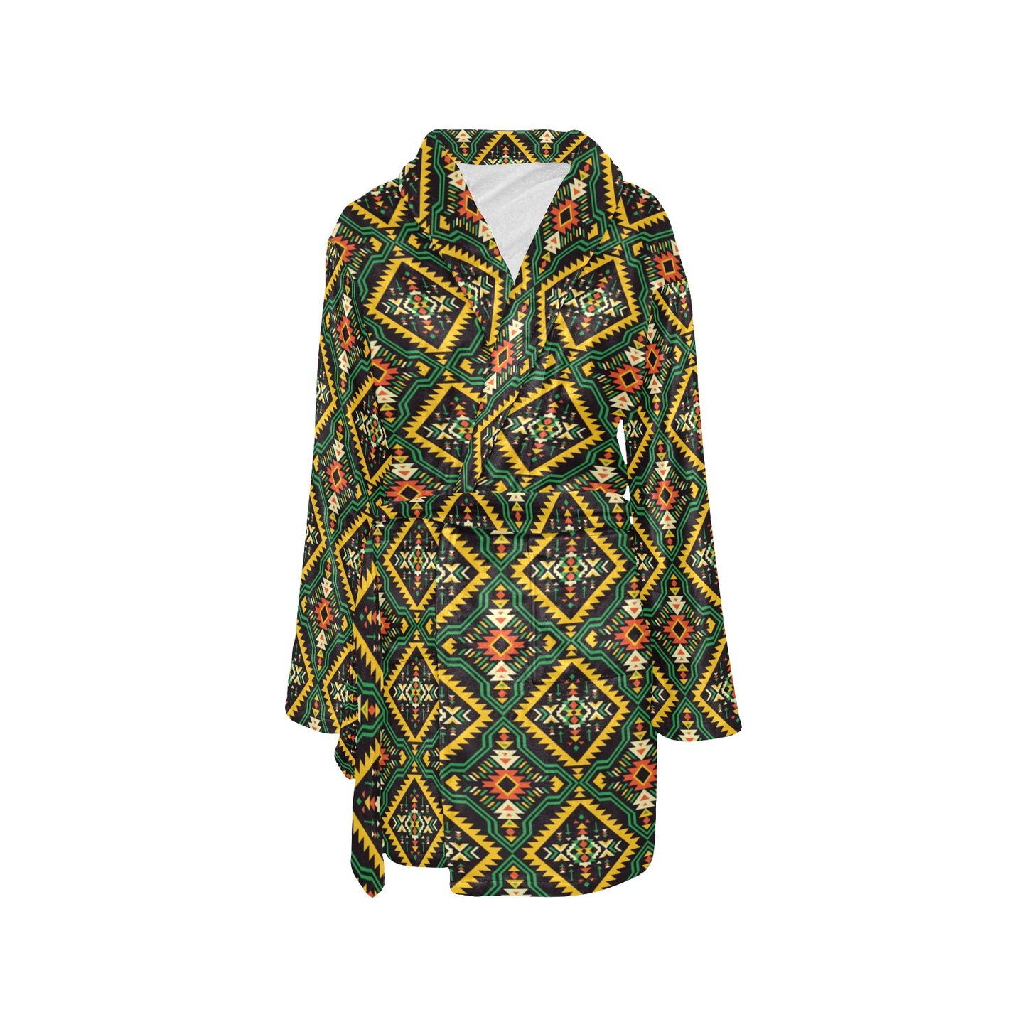Kente Green Design African Print Women's Fleece Robe
