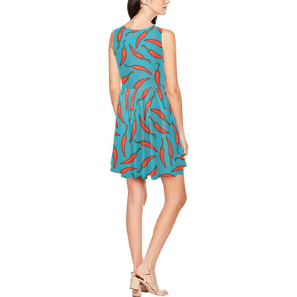 Chilli Pepper Pattern Print Design 05 Sleeveless Dress