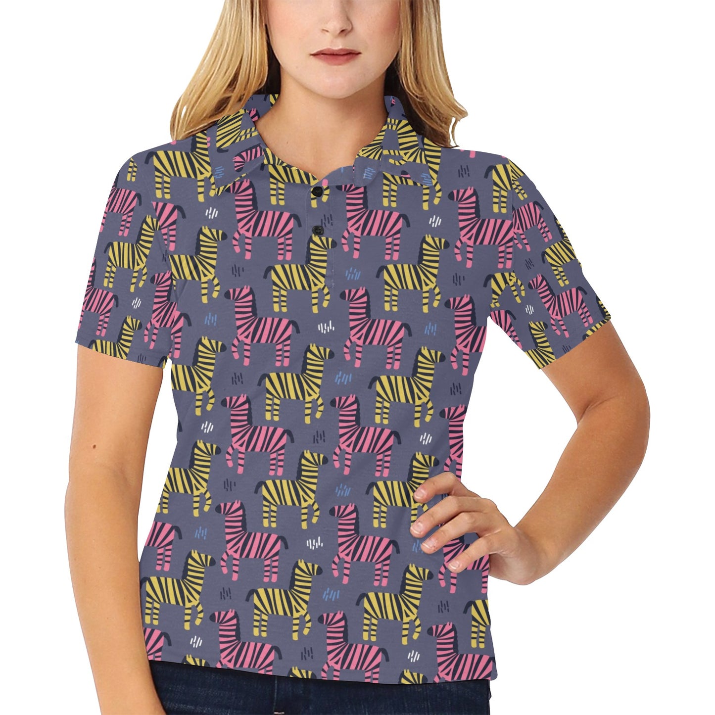 Zebra Print Design LKS303 Women's Polo Shirt