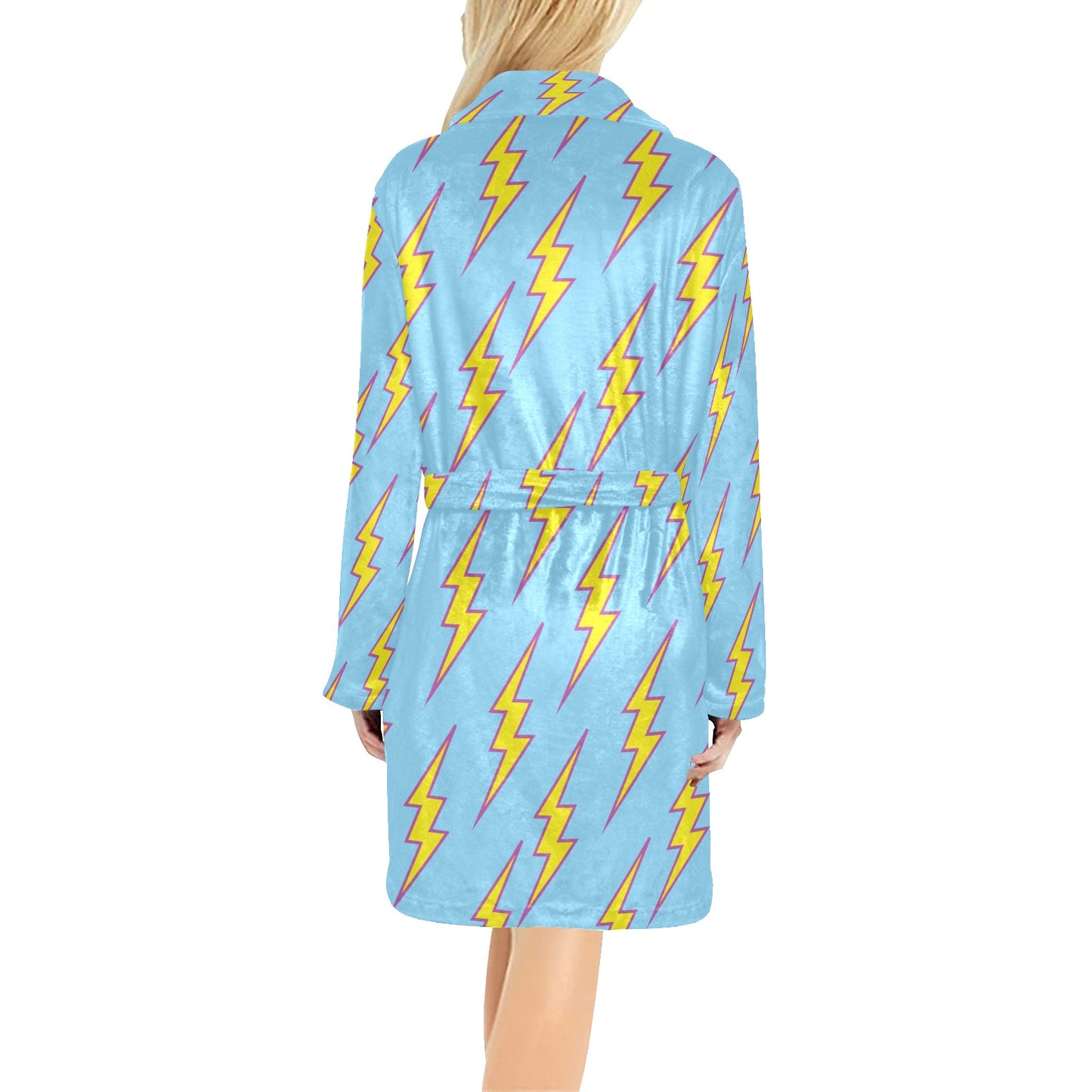 Lightning Thunder Pattern Print Design 02 Women's Fleece Robe