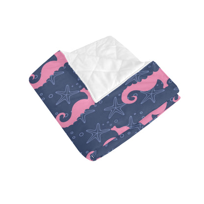 SeaHorse Pink Pattern Print Design 02 Premium Quilt