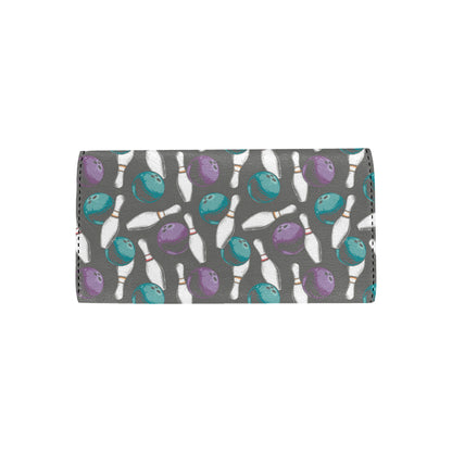 Bowling Pattern Print Design 03 Women's Trifold Wallet