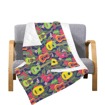 Ukulele Tropical Pattern Print Design 03 Premium Quilt