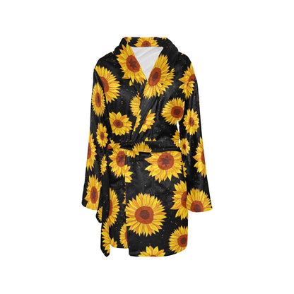 Sunflower Pattern Print Design SF09 Women's Fleece Robe