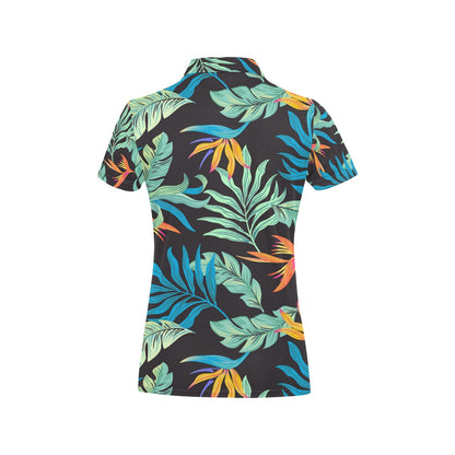 Tropical Palm Leaves Hawaiian Flower Women's Polo Shirt