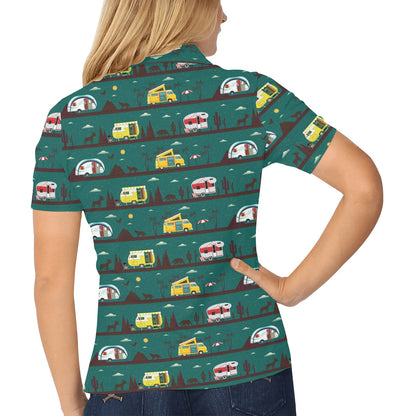 Camper Pattern Print Design 05 Women's Polo Shirt