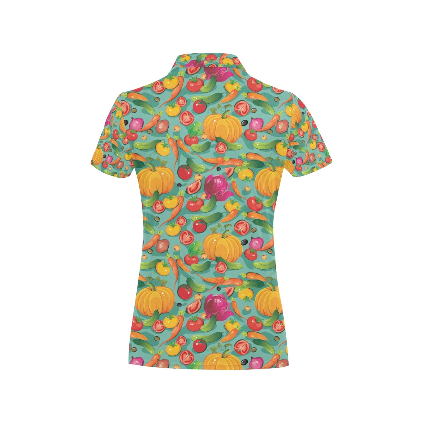 Vegan Colorful Themed Design Print Women's Polo Shirt