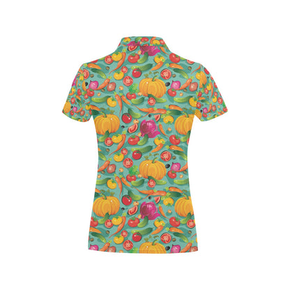 Vegan Colorful Themed Design Print Women's Polo Shirt