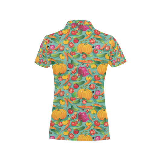 Vegan Colorful Themed Design Print Women's Polo Shirt
