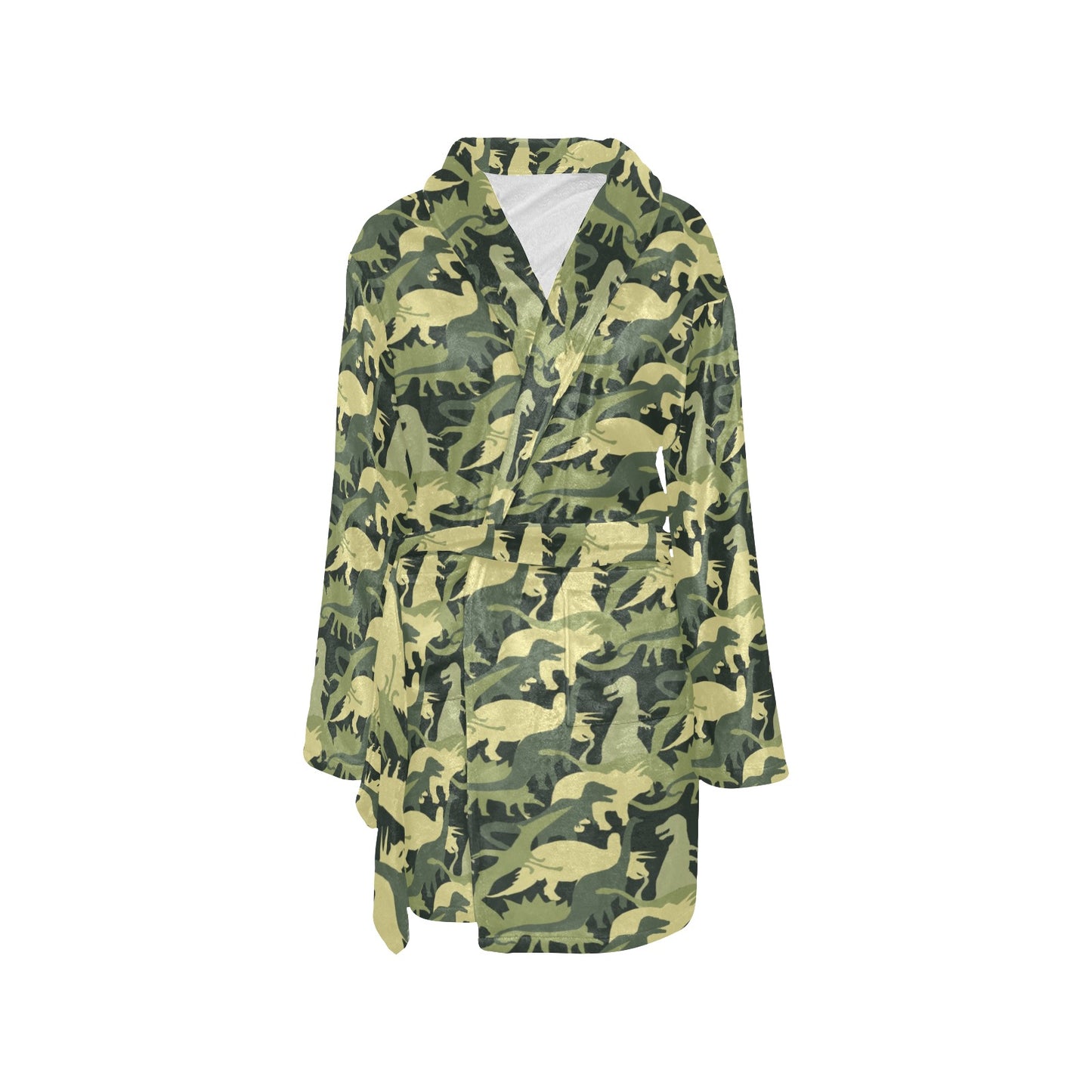Camouflage Dinosaur Pattern Print Design 03 Women's Fleece Robe