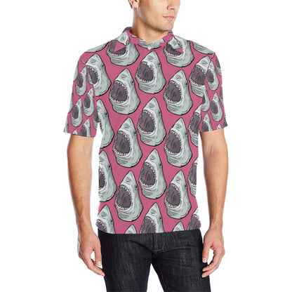 Great White Shark Pattern Print Design 01 Men Polo Shirt