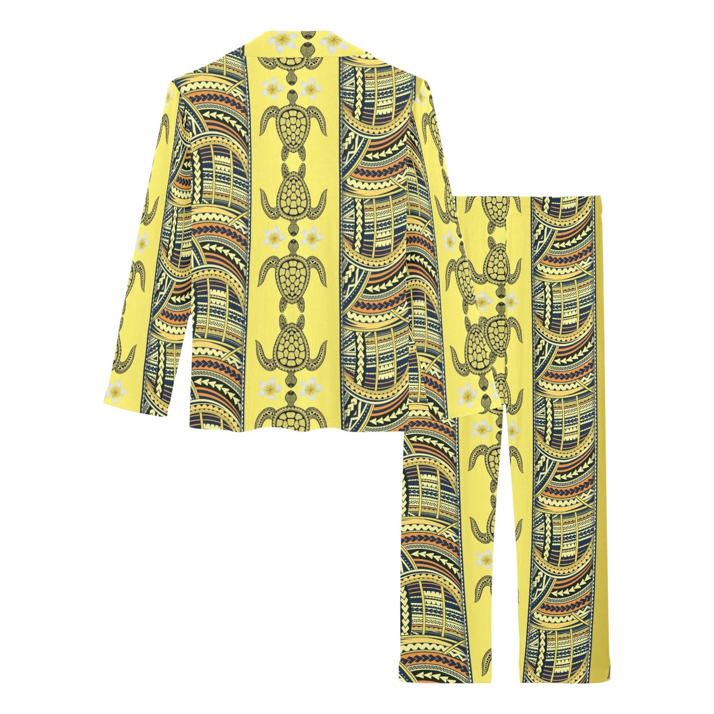 Polynesian Turtle Hawaiian Design Print Women's Long Pajama Set