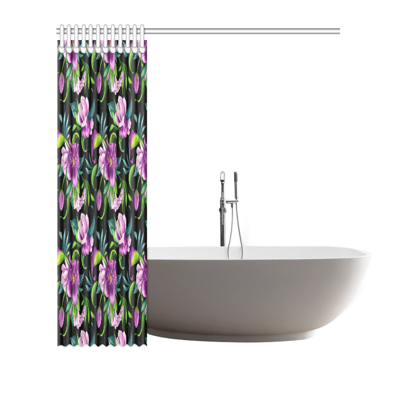 Bright Purple Floral Pattern Shower Curtain