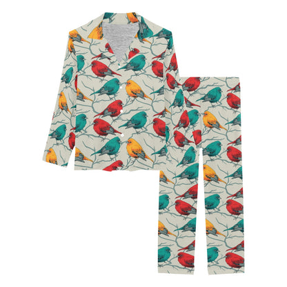 Birds Pattern Print Design 04 Women's Long Pajama Set
