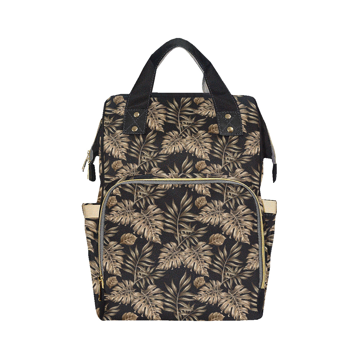Brown Tropical Palm Leaves Diaper Bag Backpack