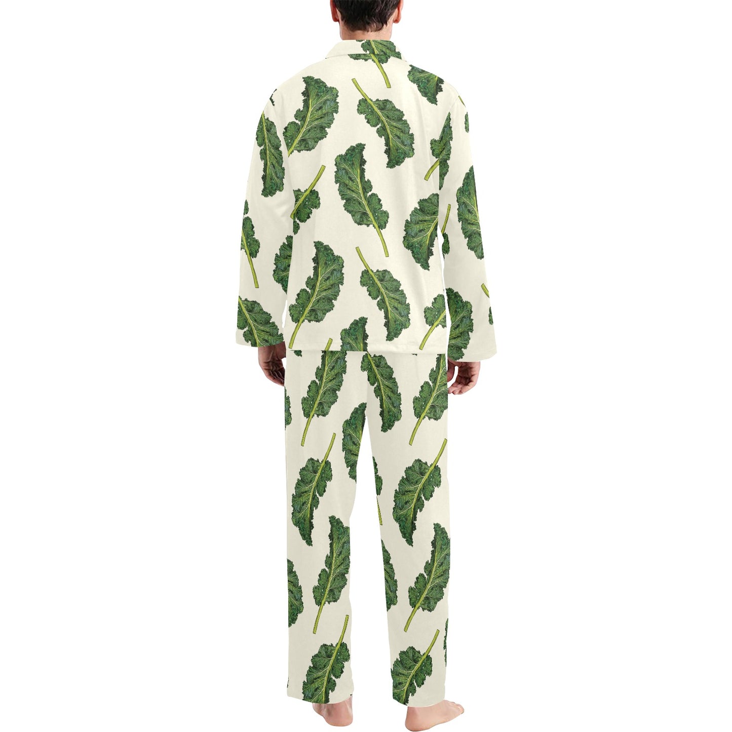 Kale Pattern Print Design 03 Men's Long Pajama Set