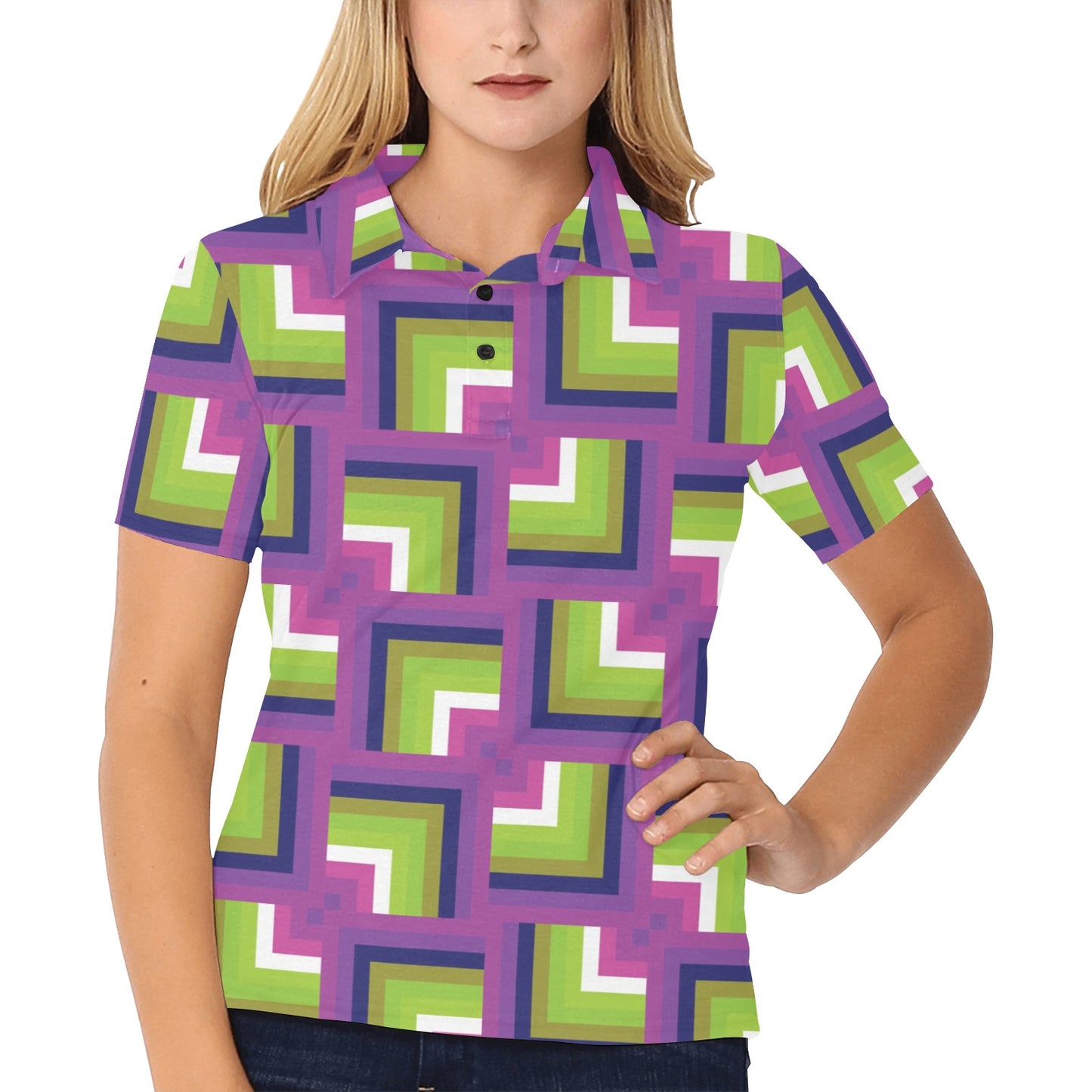Optical illusion Pattern Print Design A05 Women's Polo Shirt